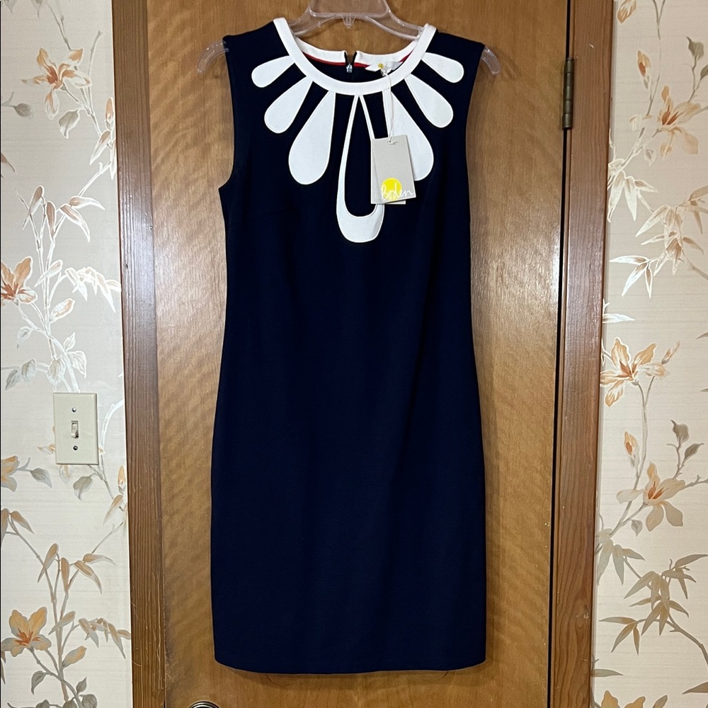 Boden Navy Mini Dress with White Accents